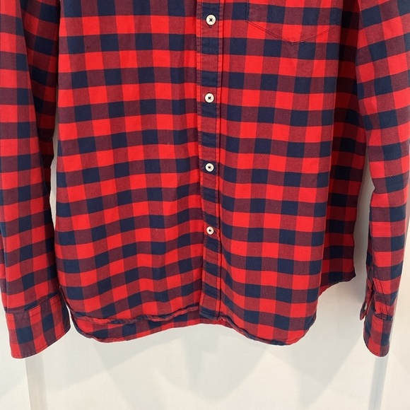 AMERICAN EAGLE red and blue plaid button down - Picture 3 of 10